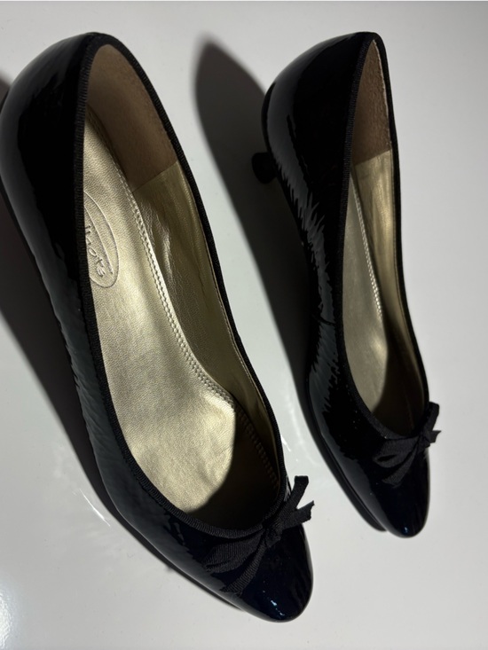 Talbots Shoes - TALBOTS Classic Black Leather Patent Low Heel Ballet Pumps womens new7M